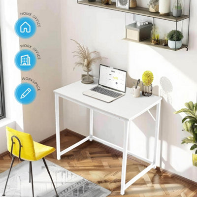 House of Home Computer Desk with White Powder Coated Finish Sturdy Home ...