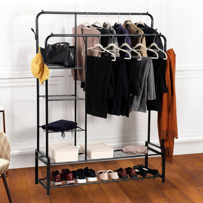 Double clothes rail with shelf sale