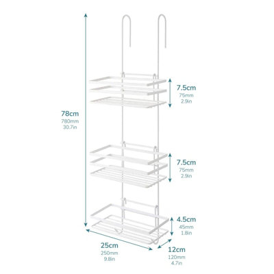 House of Home - Durable Hanging Shower Caddy - 3-Tier Over Door Shower Storage Organiser
