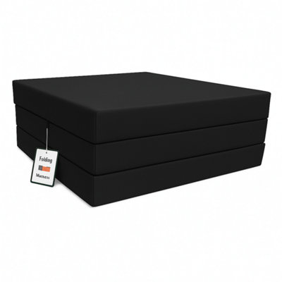 House of Home Fold-Out Z Bed Single Size Chair-Bed Folding Guest Sofa Black