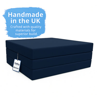 House of Home Fold-Out Z Bed Single Size Chair-Bed Folding Guest Sofa Navy