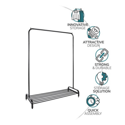 House of Home Freestanding Clothes Rail Heavy Duty with Shoe Rack Storage Adjustable Feet Easy Build - 3