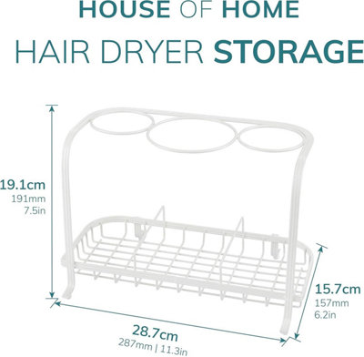 House of Home Freestanding Hair Dryer & Straighteners Holder Storage Stand Cable Tidy in Cream
