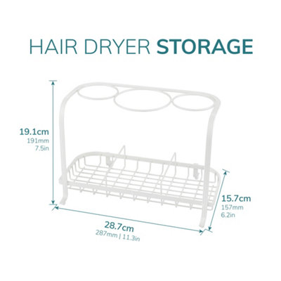 House of Home Freestanding Hair Dryer & Straighteners Holder Storage Stand Cable Tidy in Cream - 7