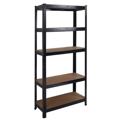 House of Home Garage Shelving Unit Heavy Duty 5 Shelf Steel & MDF Black Heavy Duty  (H) 1500mm x (W) 700mm