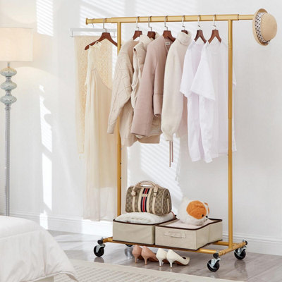 House of Home Gold Clothes Rail Adjustable Width 92 to 132cm Height 140 ...