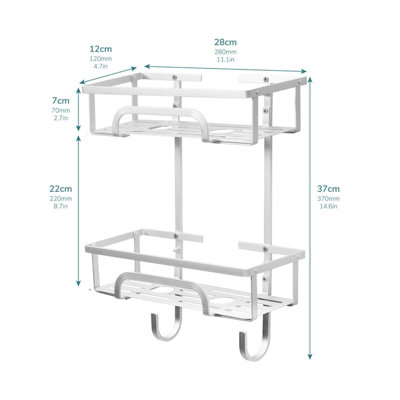 House of Home - Hanging Shower Caddy 2 Tier Waterproof Bathroom Storage Shelves