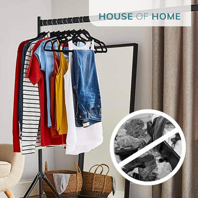 House of Home Heavy Duty Black Metal 4ft Long x 5ft Tall Quality Clothes Rail Stand - 8