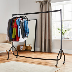 House of Home Heavy Duty Black Metal 5ft Long x 5ft Tall Quality Clothes Rail