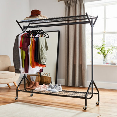 House of Home Heavy Duty Metal Clothes Rail with Wheels Hanging ...