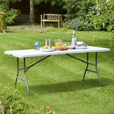 House of Home Heavy Duty Picnic Camping 6ft Folding Plastic Garden Table Portable Banquet BBQ Tables