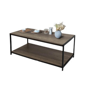 House of Home Rustic Coffee Table Grey with Metal Frame for Home Decor 100 X 50 X 45cm
