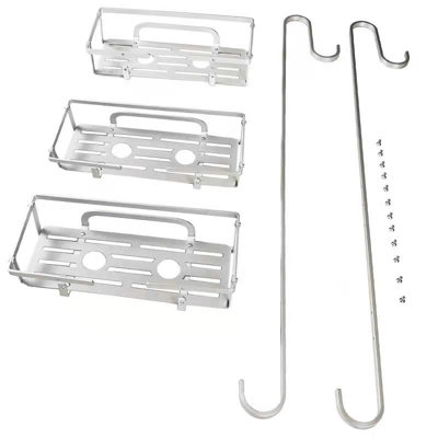 House of Home Shower Caddy 3 Tier Large Aluminium Over Door Bathroom Storage Rack Organiser Silver - 5