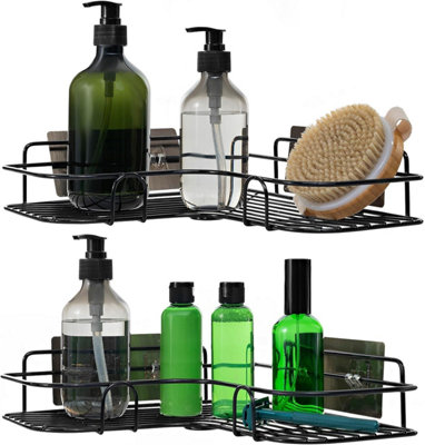 House of Home Shower Caddy Bathroom Shelf Organiser Shower Storage for Soap & Shower Gel 2 Tier Black