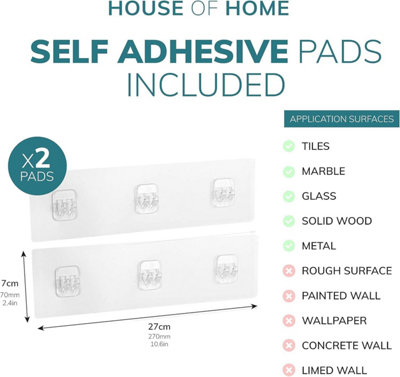 House of Home Shower Caddy Stainless Steel Set Of 2 Self Adhesive Waterproof Bathroom Organiser Shelves Silver - 8