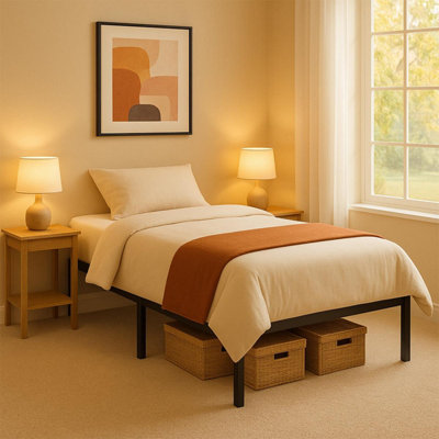 House of Home Single Platform Bed Frames Durable Metal Black Powder Coating