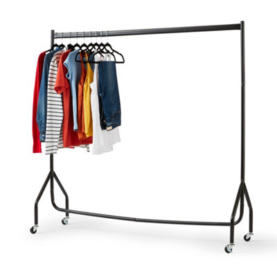 House of Home Superior Extra Heavy Duty Black Metal 4ft Long x 5ft Tall Clothes Rail