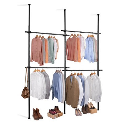 House of Home Telescopic Clothes Rail Double Wardrobe Hanging Rack ...