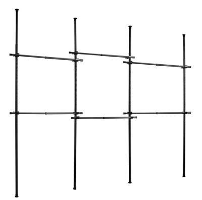 House of Home Telescopic Clothes Rail Triple Wardrobe Hanging Rack Adjustable Storage Black - 6