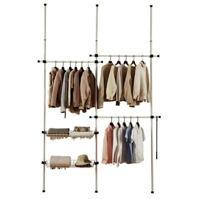 House of Home Telescopic Wardrobe Extendable Organiser Double White ...