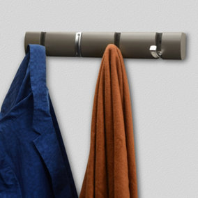 House of Home Wall Mounted Coat Hooks - Hanging Clothes Rack for Doors, Halls, Bedrooms & Entryways - 4 Hook, Dark Grey