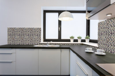 House of Mosaics Vodka glass mosaic tile - grey hues