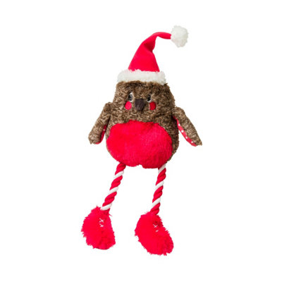 House Of Paws Robin Christmas Rope Dog Toy Red/Brown (One Size)