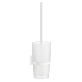 HOUSE - Toilet Brush, Matte White/Frosted Glass Container, Height 380 mm