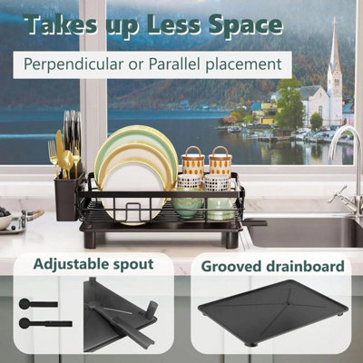 Housekeeper Dish Drainer Drying Rack with Drip Tray, Stainless Steel ...