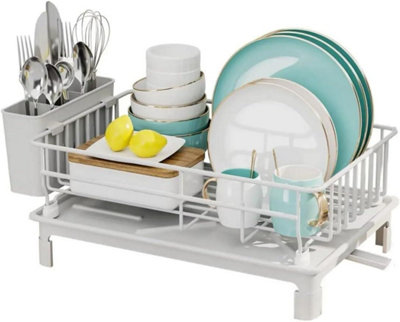Housekeeper Dish Drainer Drying Rack with Drip Tray, Stainless Steel ...