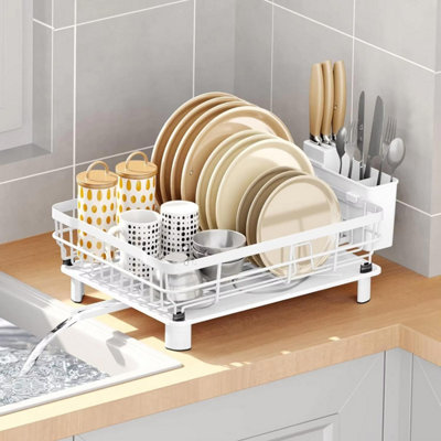 Housekeeper Dish Drainer Drying Rack with Drip Tray, Stainless Steel ...