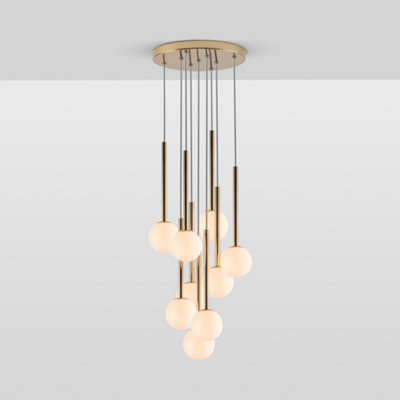houseof Brass Frosted Shade Opal Ball Cluster Ceiling Light - Gold