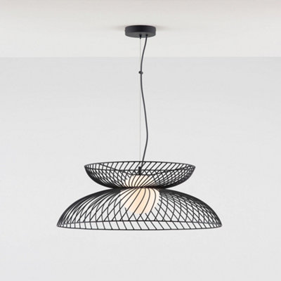 houseof Brass Metal Cage and Frosted Glass Ball Shade Pendant Ceiling