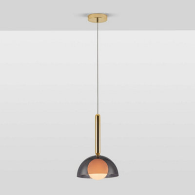 houseof Clear Glass Dome with Frosted Glass Orb Soft Light Pendant