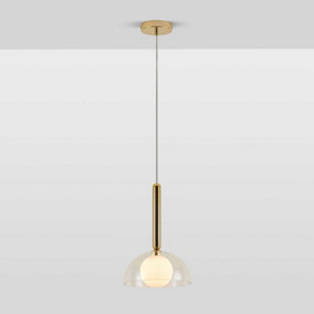 houseof Clear Glass Dome with Frosted Glass Orb Soft Light Pendant Ceiling Light - Gold