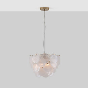 houseof Frosted Glass Disk Chandelier Ceiling Light - White