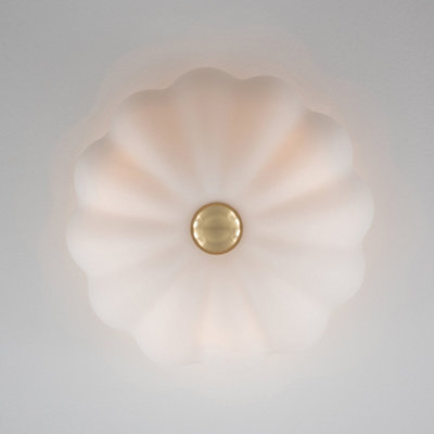 houseof Frosted Glass Flower Flush Ceiling Light - White