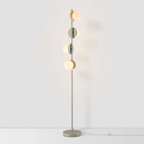 houseof Frosted Opal Ball Shade Disk Floor Lamp - Off White Sand