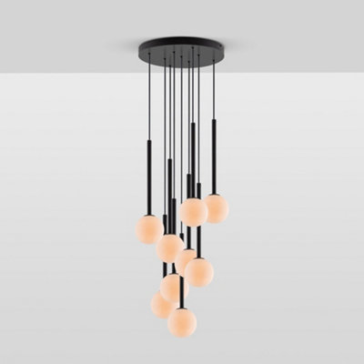 houseof Frosted Shade Opal Ball Cluster Ceiling Light - Charcoal Grey Black