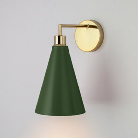 houseof Metal Cone Shade Wall Light - Olive Green