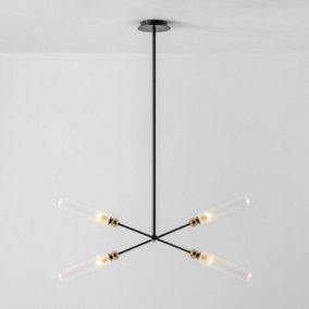 houseof Ribbed Glass Folding 4 Lamp Ceiling Light - Charcoal Grey Black