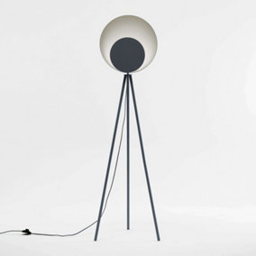 houseof Round Tripod Statement Diffuser Floor Lamp - Charcoal Grey Black