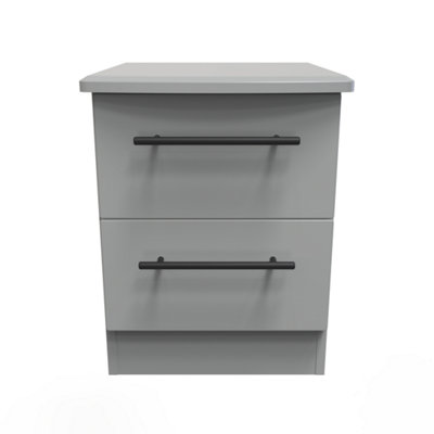 Howard 2 Drawer Bedside Cabinet in Dusk Grey (Ready Assembled)