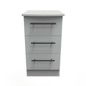 Howard 3 Drawer Bedside Cabinet in Dusk Grey (Ready Assembled)