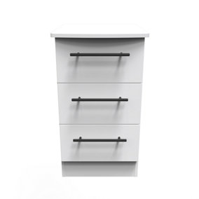 Howard 3 Drawer Bedside Cabinet in White Ash (Ready Assembled)
