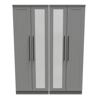 Howard Tall 4 Door 2 Centre Mirrors in Dusk Grey (Ready Assembled)