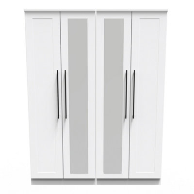 Howard Tall 4 Door 2 Centre Mirrors in White Ash (Ready Assembled)