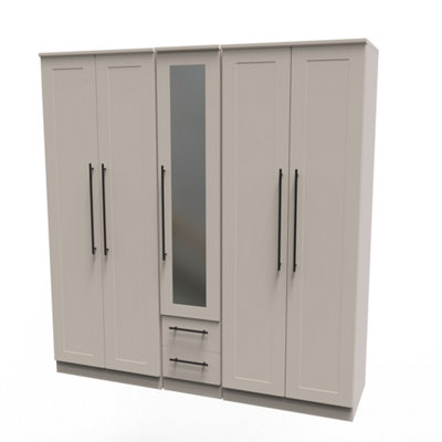 Howard Tall 5 Door 2 Drawer 1 Mirror Wardrobe in Kashmir Matt (Ready Assembled)