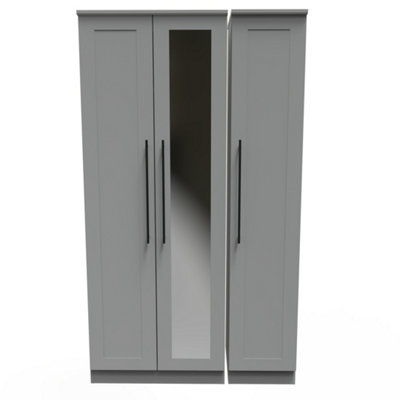 Howard Tall Triple Mirror Wardrobe in Dusk Grey (Ready Assembled)