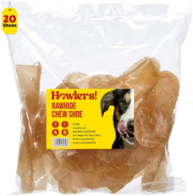 HOWLERS Rawhide Dog Chews Treat Shoe Natural  12.5cm Pack of 20 Price Comparisons | Compare The Build